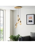 Gallery Home Industrial Chrome 5 Light Flush Ceiling Light Matt Black