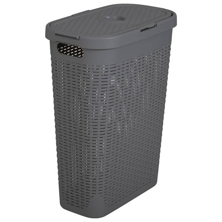 Addis dark grey slimline laundry basket 40L - British product
