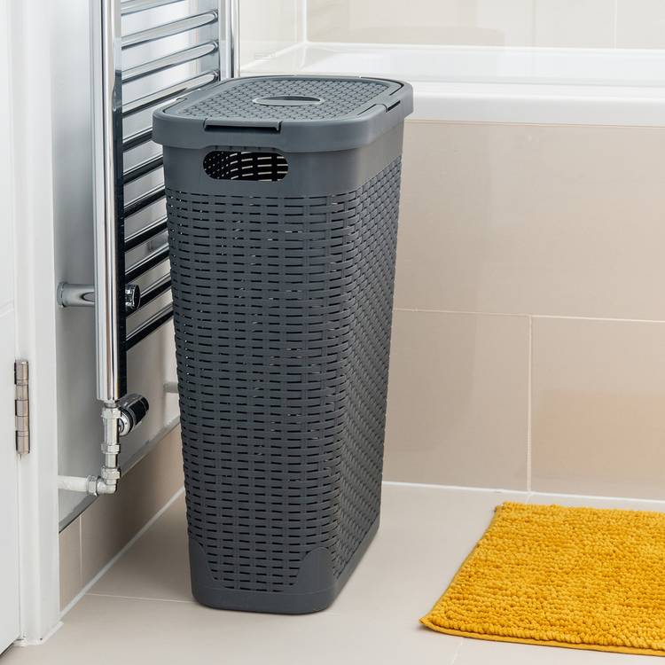 Addis dark grey slimline laundry basket 40L - British product