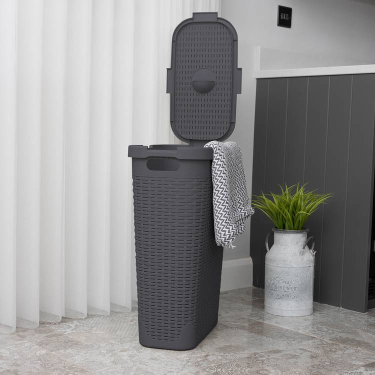 Addis dark grey slimline laundry basket 40L - British product