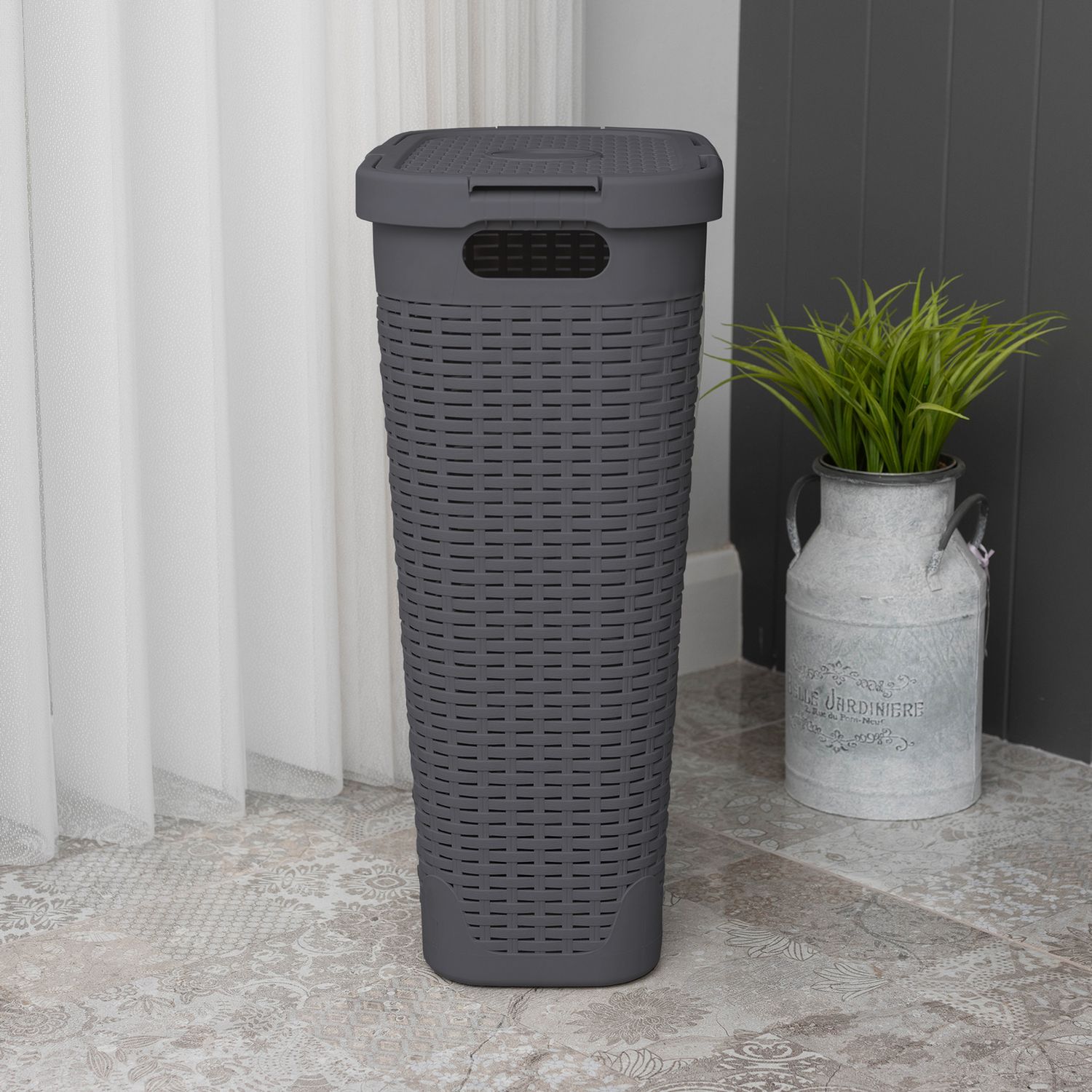 Addis dark grey slimline laundry basket 40L - British product