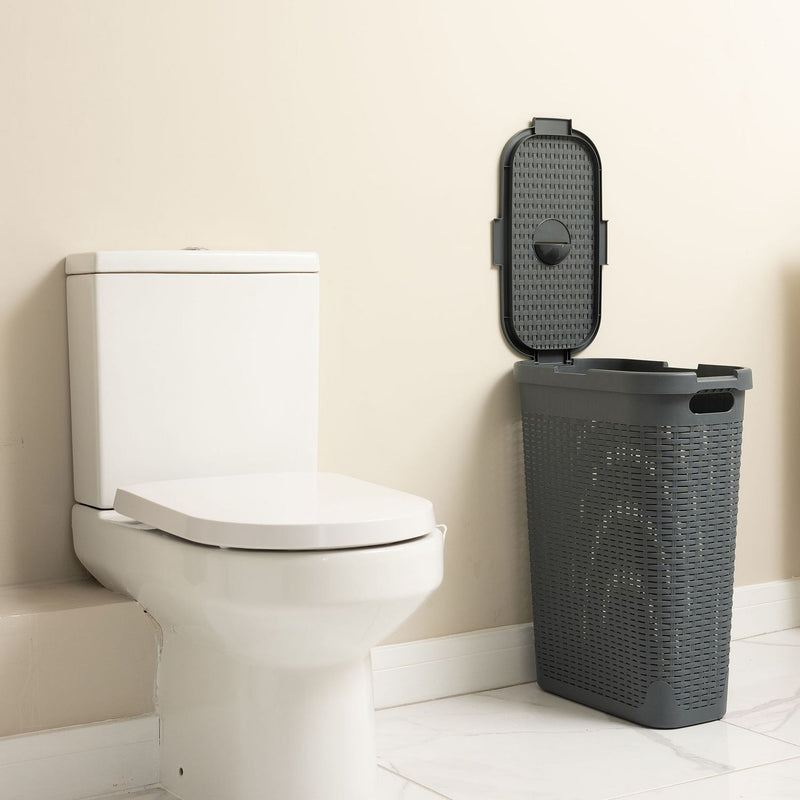 Addis dark grey slimline laundry basket 40L - British product