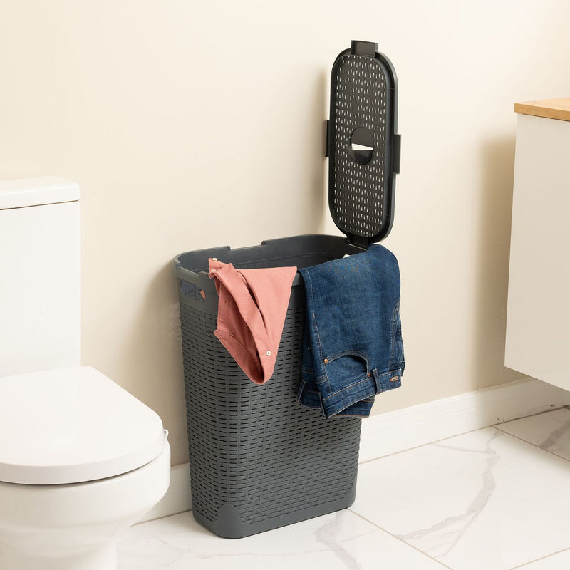 Addis dark grey slimline laundry basket 40L - British product