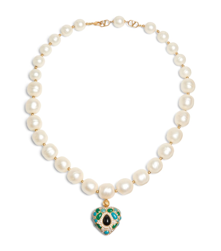Valentino Garavani Coeur Royal beaded necklace with heart pendant - British product