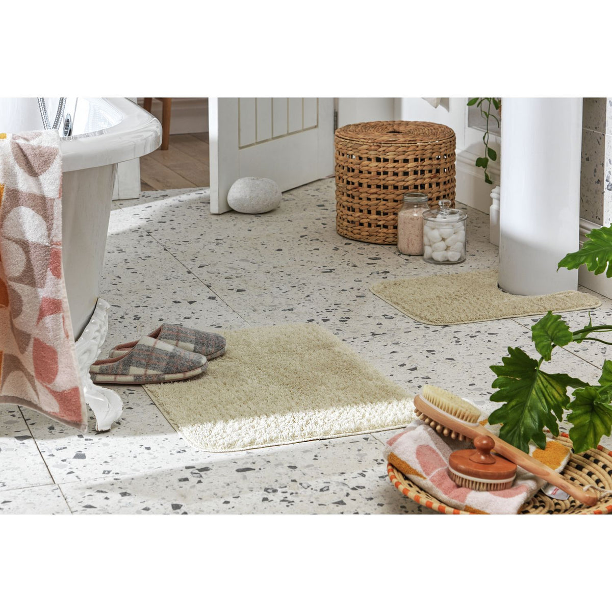 Argos Home Tufted Bath & Pedestal Mat Set - Cream