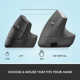 Logitech Lift Vertical Ergonomic Wireless Mouse Black, imported from the UK