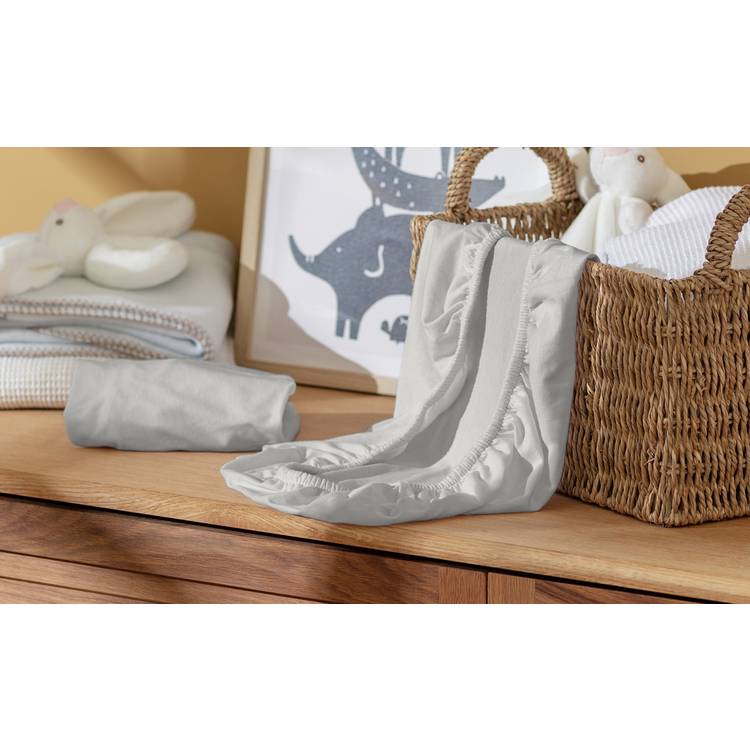 Habitat grey cotton jersey fitted sheets for Moses basket, imported from the UK