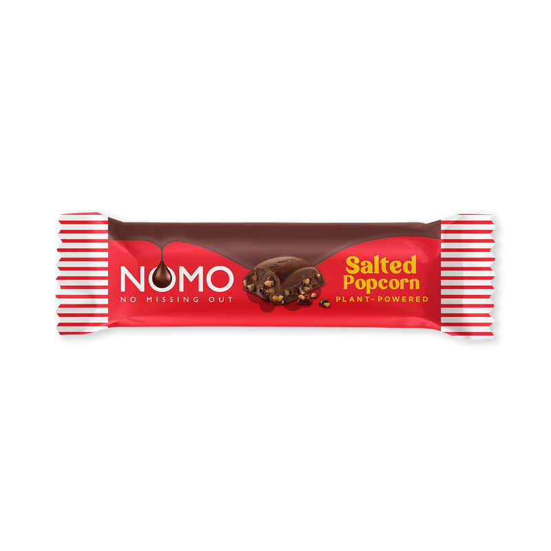 NOMO chocolate bar salted popcorn 32g, UK version