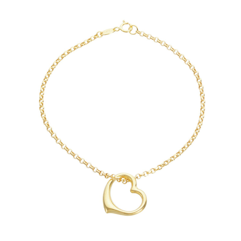 Revere 9ct yellow gold floating heart bracelet 7.5 inches - British product
