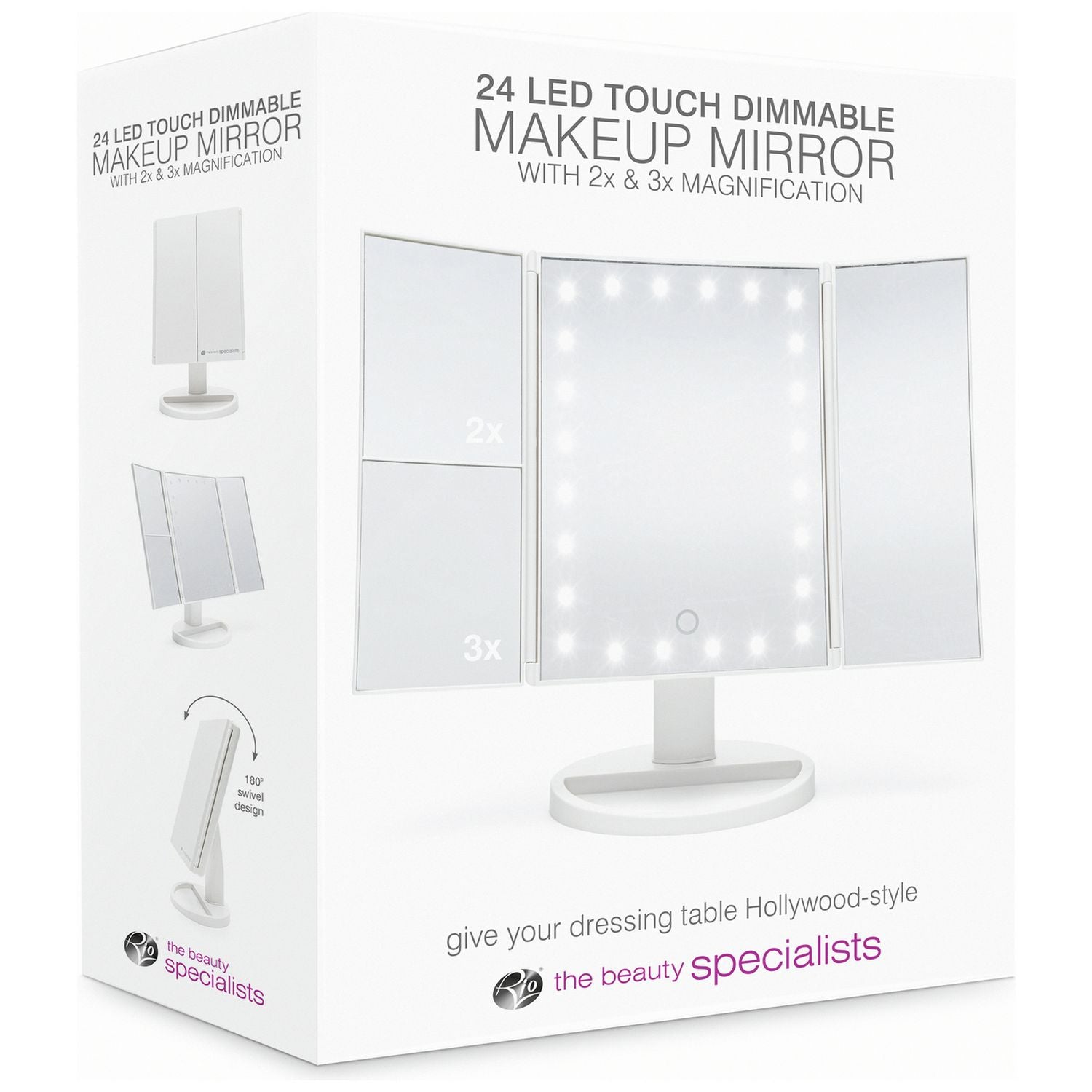 Rio white LED folding makeup mirror, imported from the UK