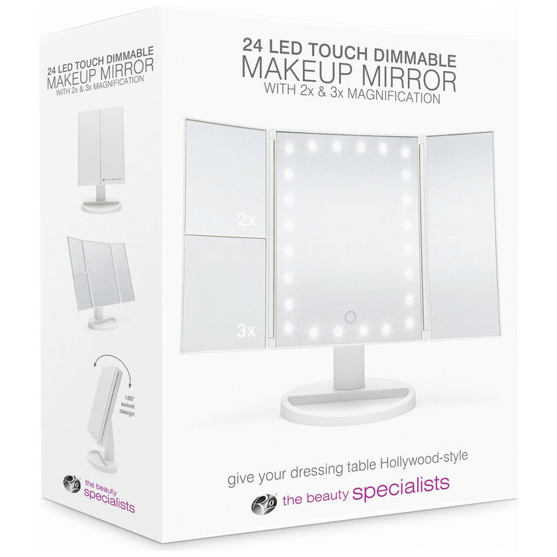 Rio white LED folding makeup mirror, imported from the UK