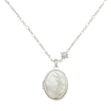 Revere silver-plated mother of pearl locket necklace adjustable chain (British brand)