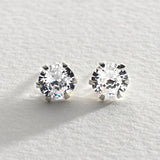 Revere cubic zirconia stud earrings in sterling silver, imported from the UK