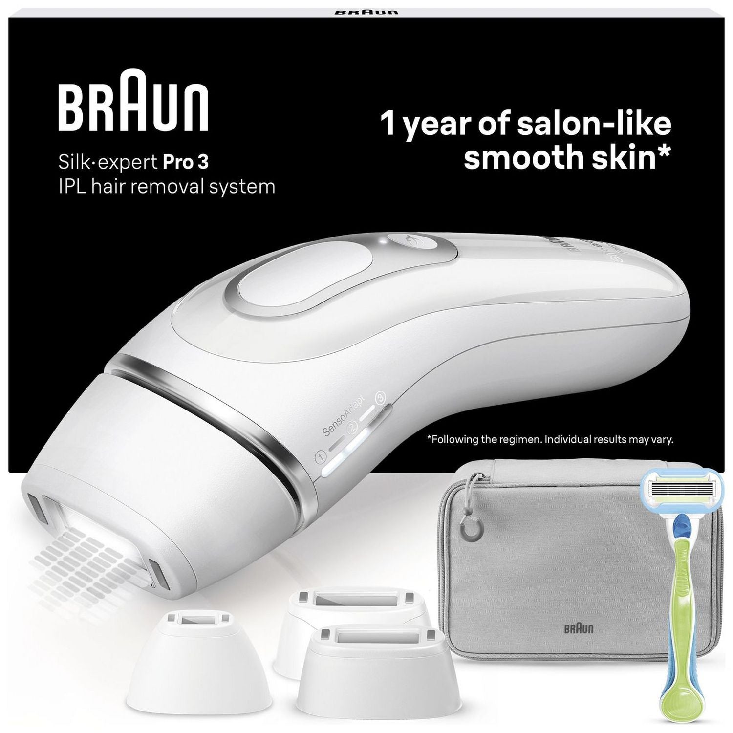 Braun Silk Expert Pro 3 IPL hair removal device, imported from the UK
