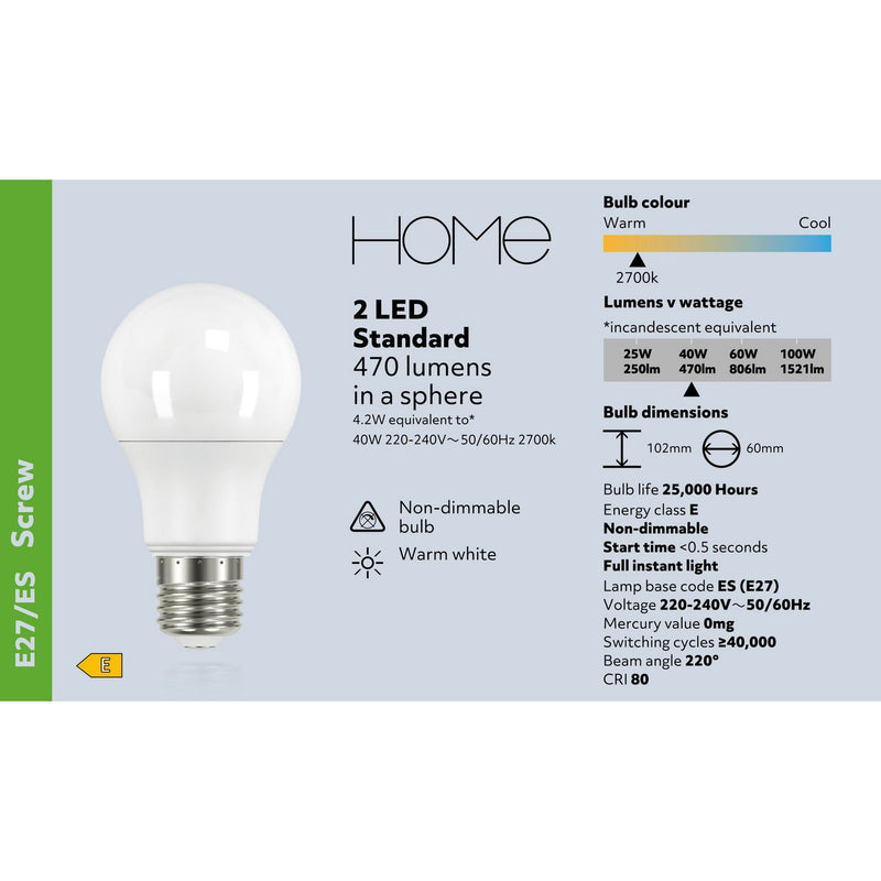 Argos Home 4.2W LED ES light bulb 2 pack (British brand)