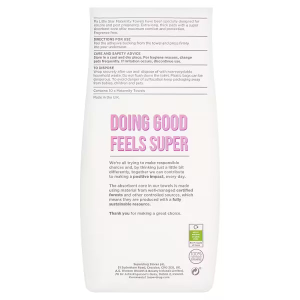 Superdrug My Little Star Maternity Towels 10 Pack (British brand)