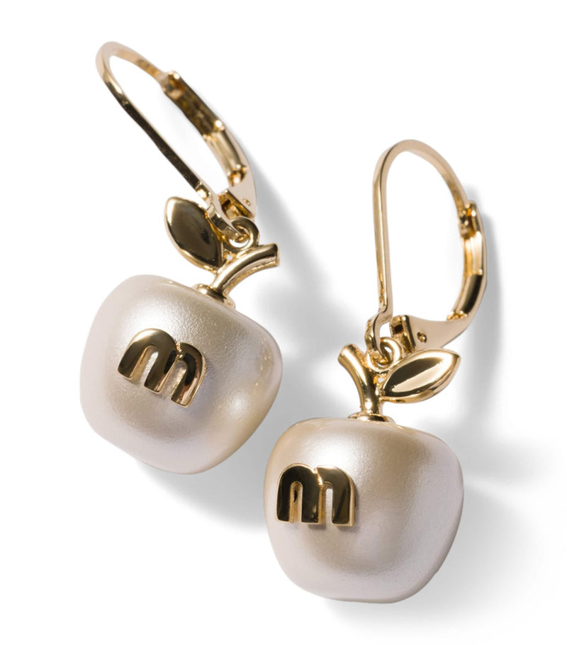 Miu Miu faux pearl apple drop earrings - British product