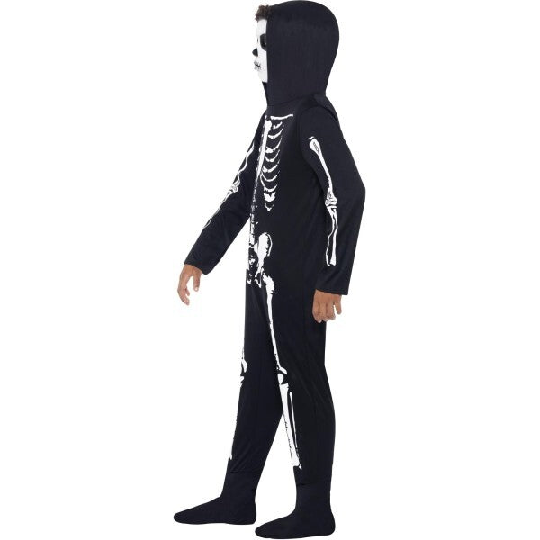 Smiffys skeleton costume child black hooded all-in-one (British brand)