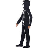 Smiffys skeleton costume child black hooded all-in-one (British brand)