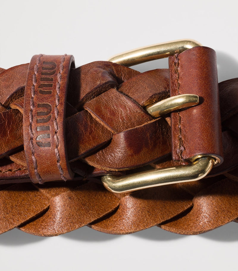 Miu Miu calfskin woven belt, imported from the UK
