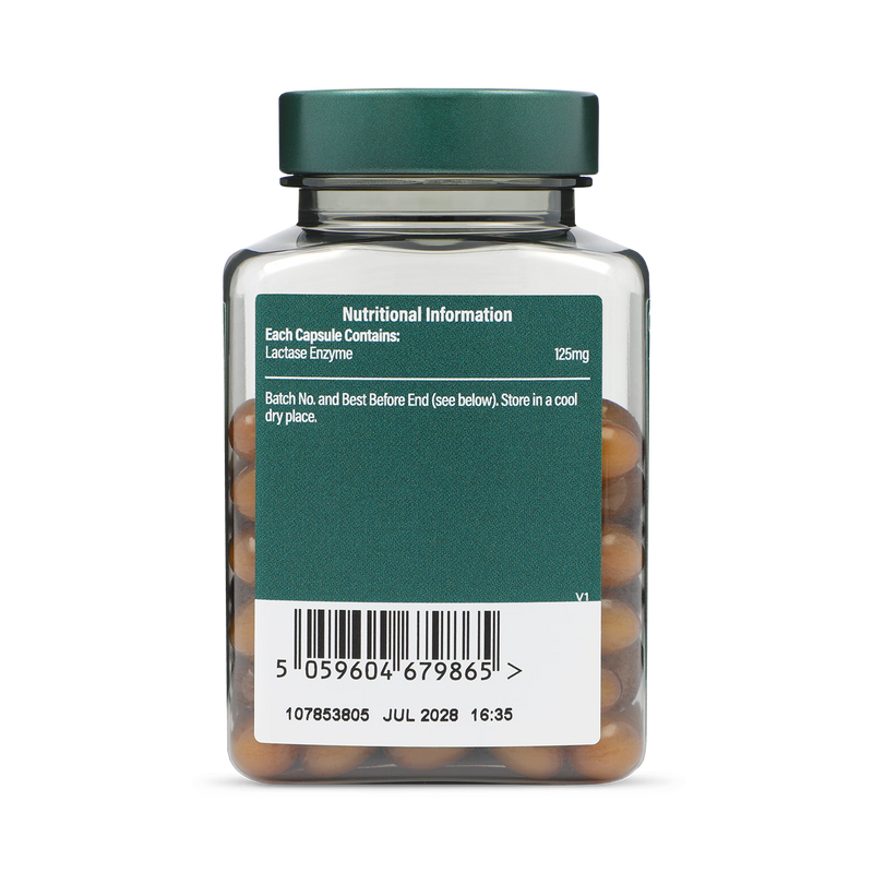 Holland & Barrett Lactase Enzyme supplement 125mg 120 capsules, UK version