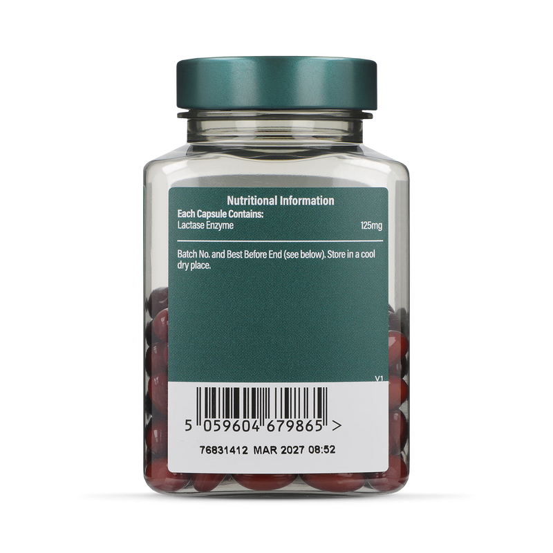 Holland & Barrett Lactase Enzyme supplement 125mg 120 capsules, UK version