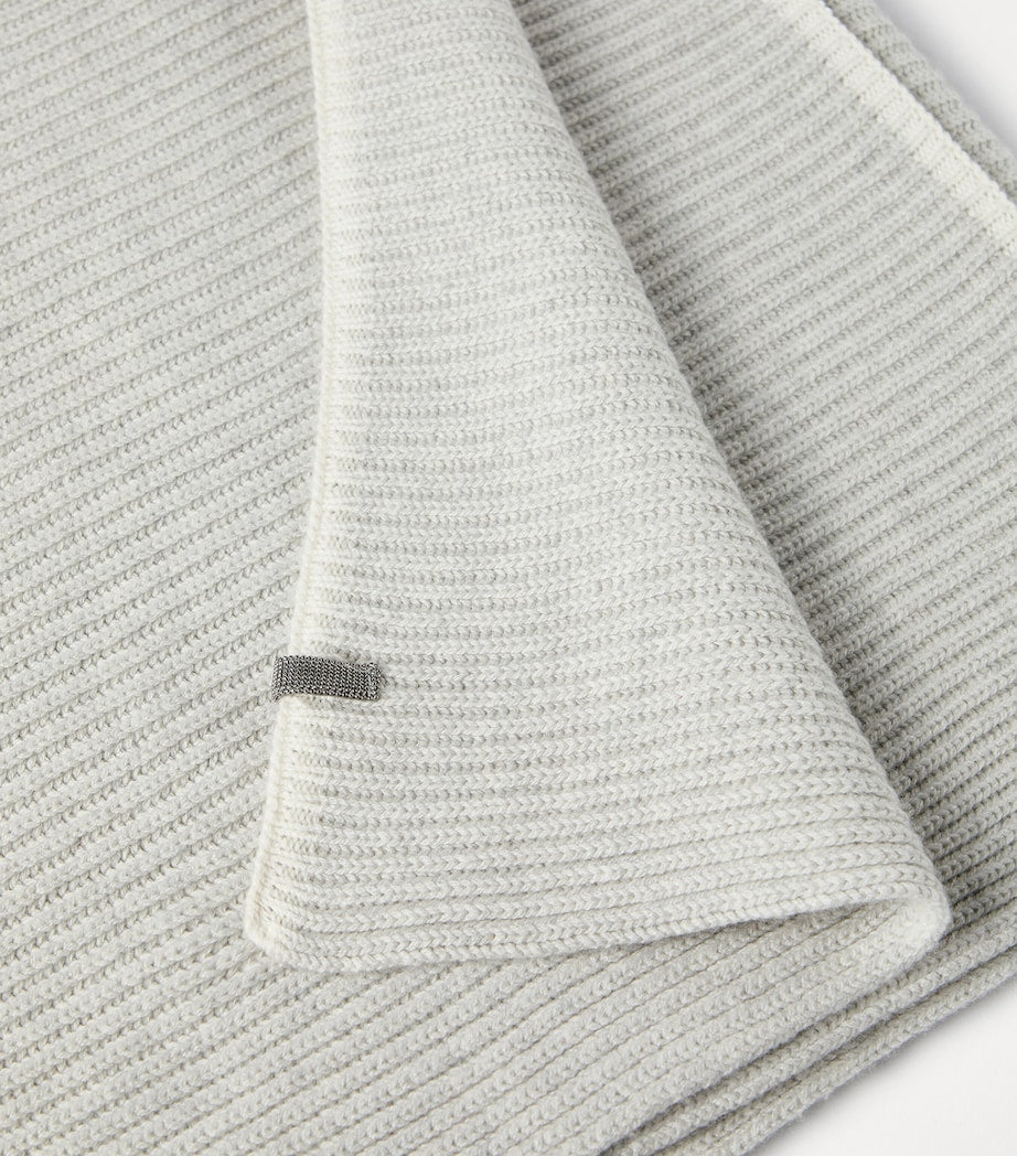 Brunello Cucinelli ribbed cashmere monili detail scarf, UK version