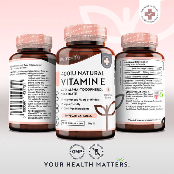 Nutravita Vitamin E 400IU Capsules - 30 Vegan Capsules