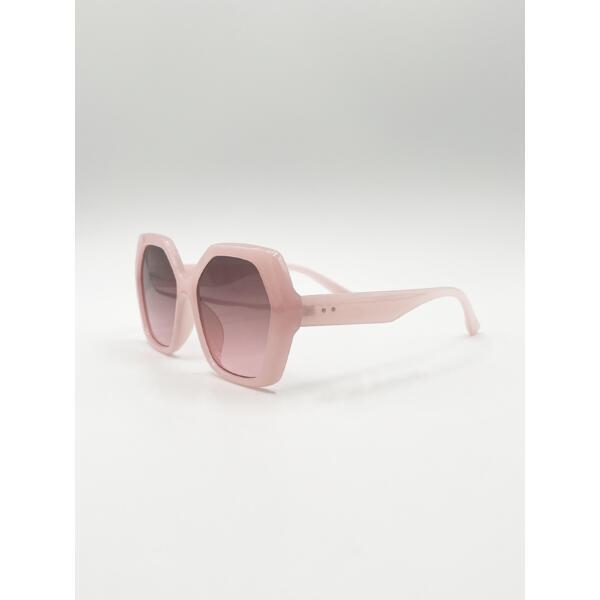 SVNX oversized rounded angular sunglasses in pink (one size), imported from the UK