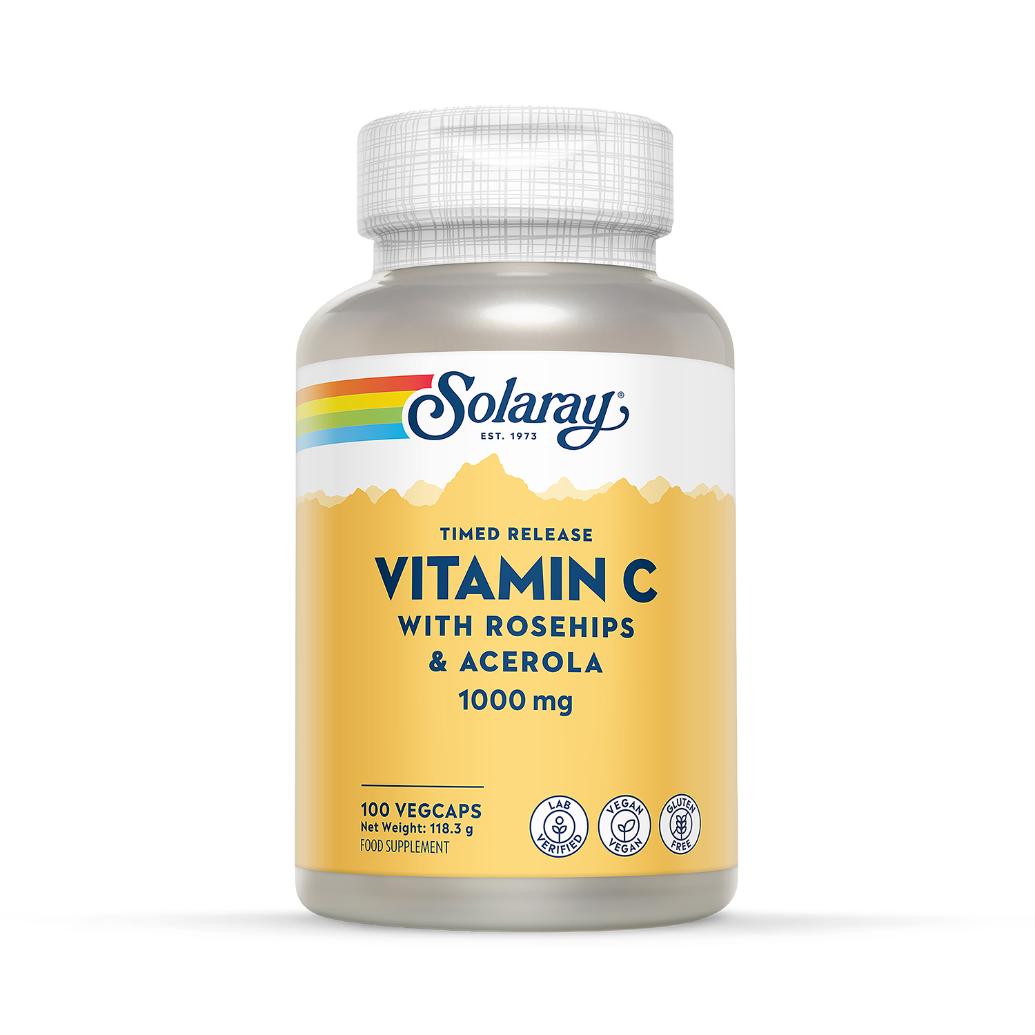 Solaray Vitamin C time release supplement 100 capsules, imported from the UK