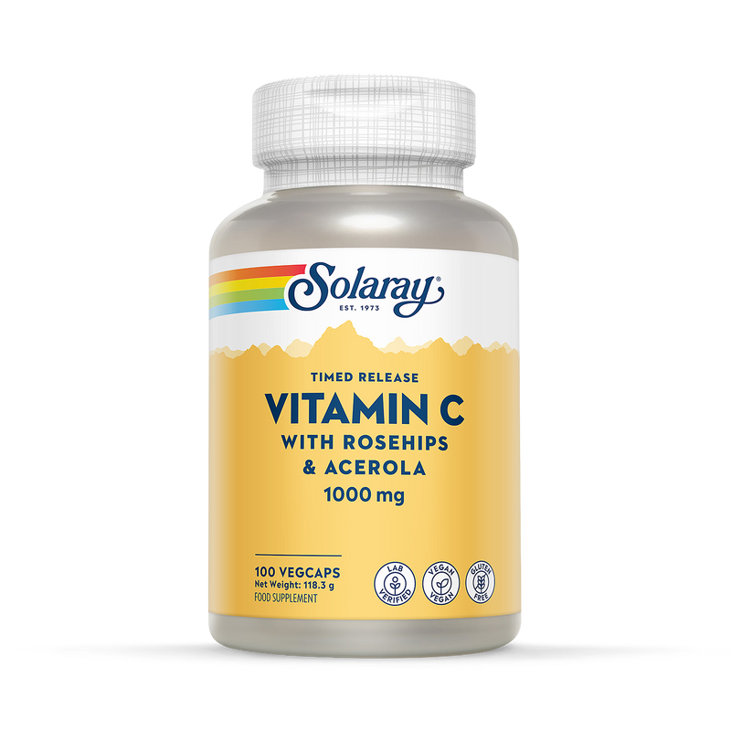 Solaray Vitamin C time release supplement 100 capsules, imported from the UK