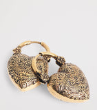 Chloé Victorian heart earrings in gold-tone brass (British brand)