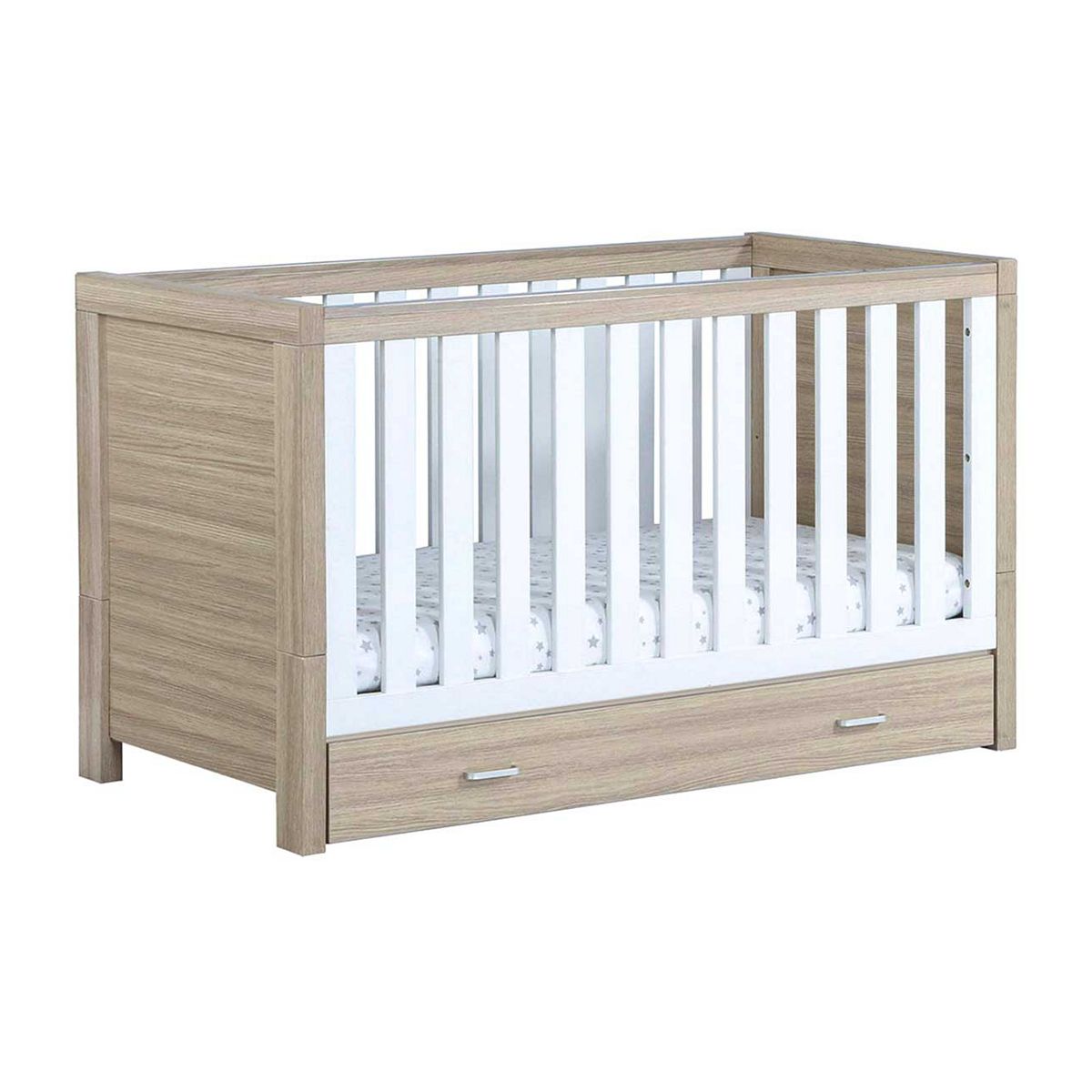 Babymore Luno Cot Bed with Drawer - Oak White GOODS Boots   