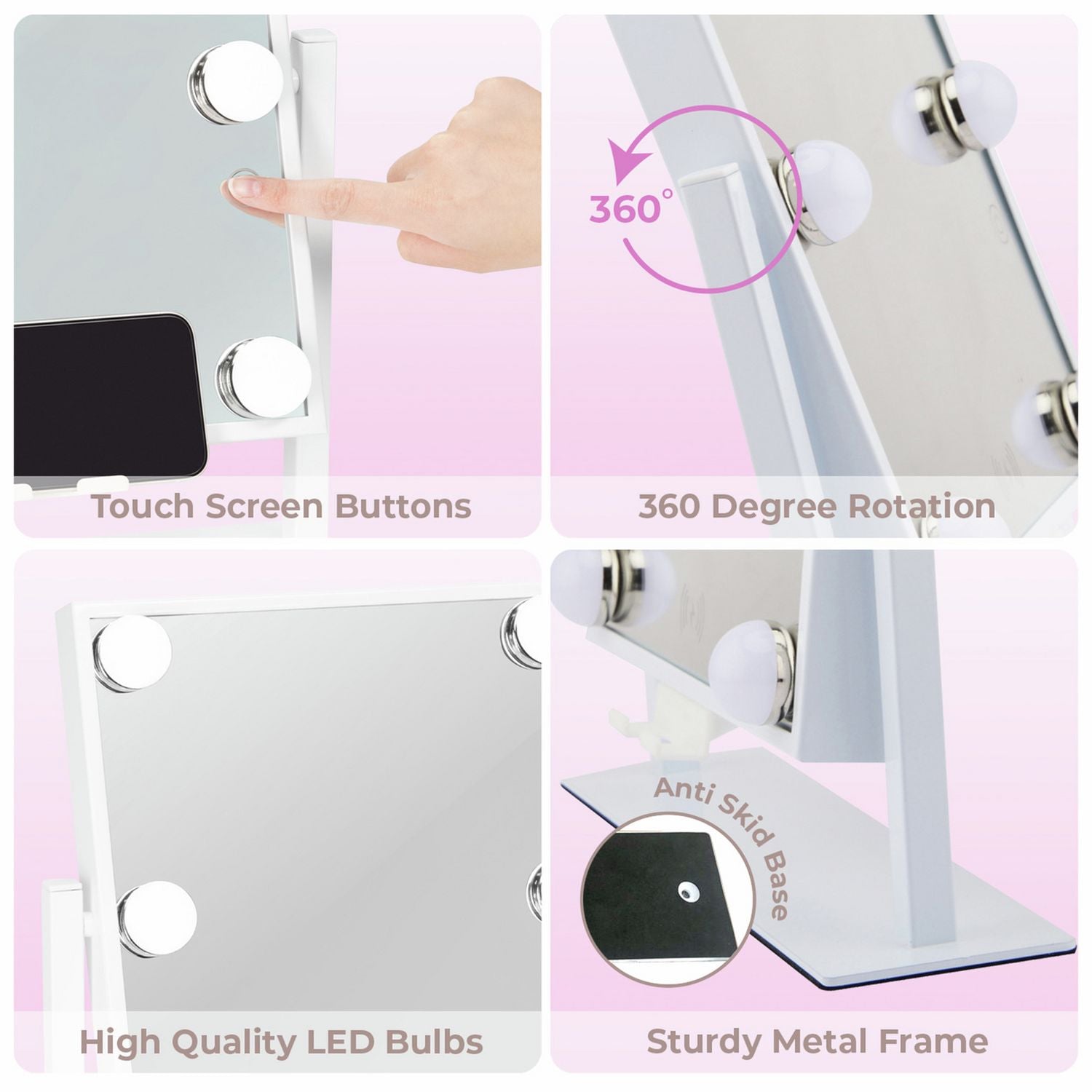 STYLPRO Hollywood Bluetooth mirror with dimmable lights, imported from the UK