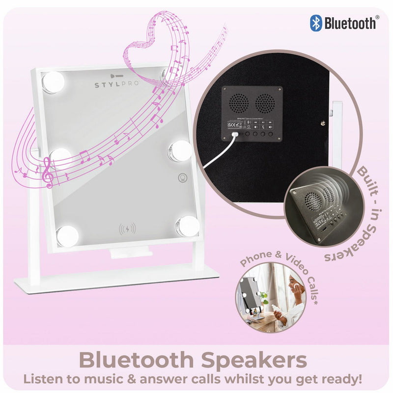 STYLPRO Hollywood Bluetooth mirror with dimmable lights, imported from the UK
