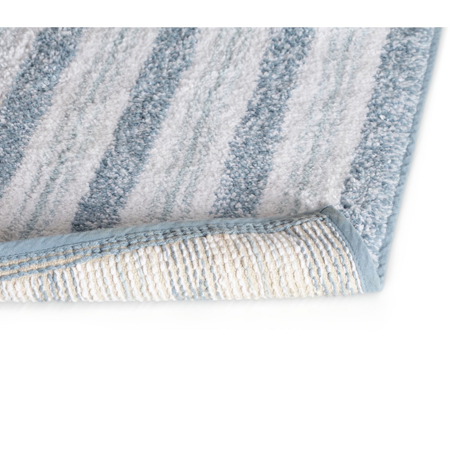 Habitat coastal horizontal stripe cotton bath mat blue white 80x50cm (British brand)