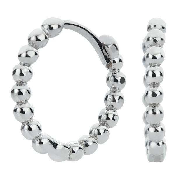 Revere sterling silver ball huggie hoop earrings (British brand)