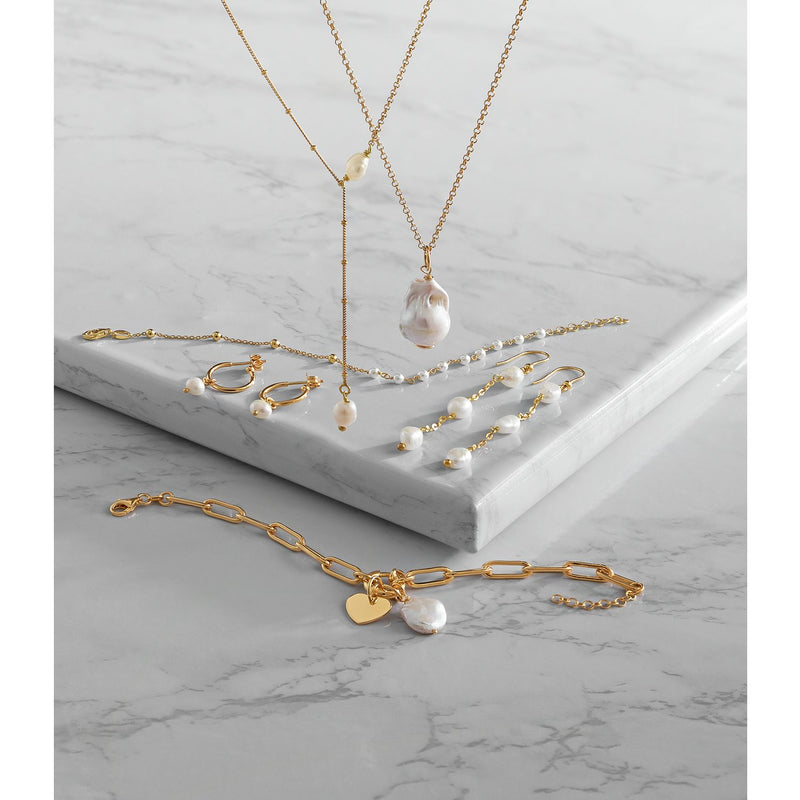 Revere gold plated freshwater pearl mini hoop earrings (British brand)