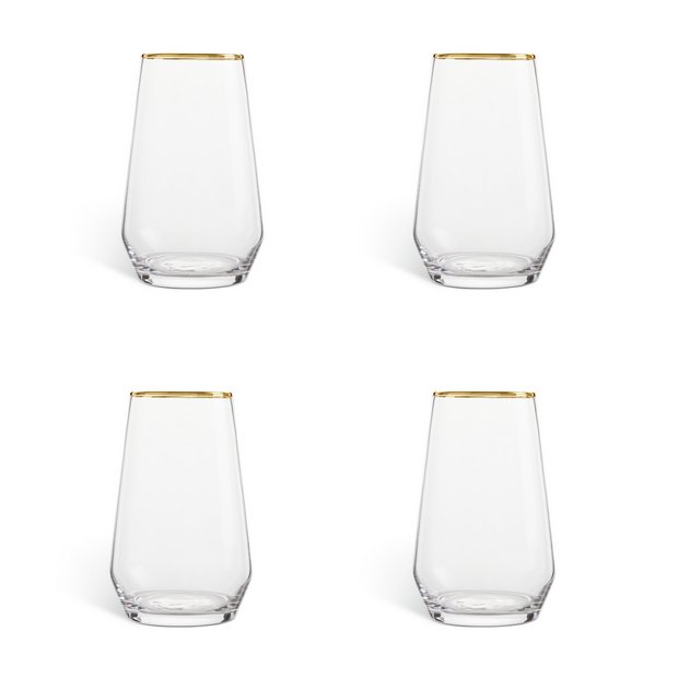 Argos Home gold rim hi-ball glasses set of 4 (British brand)
