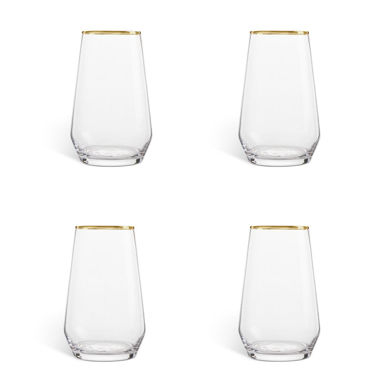 Argos Home gold rim hi-ball glasses set of 4 (British brand)