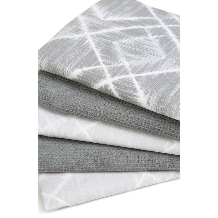 Habitat cotton tea towels pack of 5 grey, imported from the UK