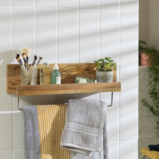 Habitat wall shelf and towel rail neutral 18x18cm, UK version
