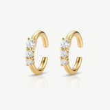 MUCHV gold ear cuffs with three cubic zirconia stones 1cm, UK version