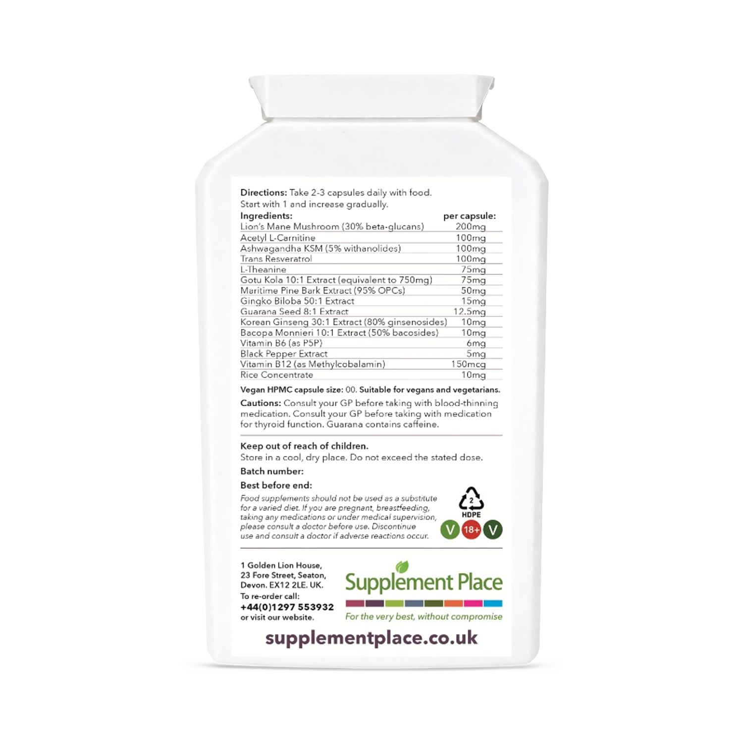Supplement Place Nootropic Complex 120 capsules (British brand)