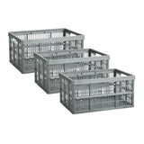 Argos Home grey folding plastic storage crates 3x32L (British brand)