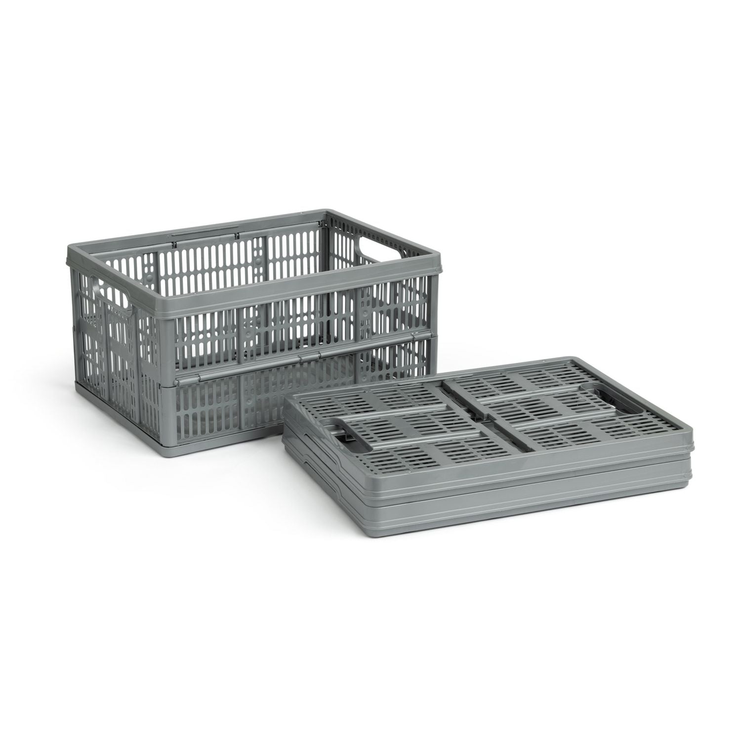 Argos Home grey folding plastic storage crates 3x32L (British brand)