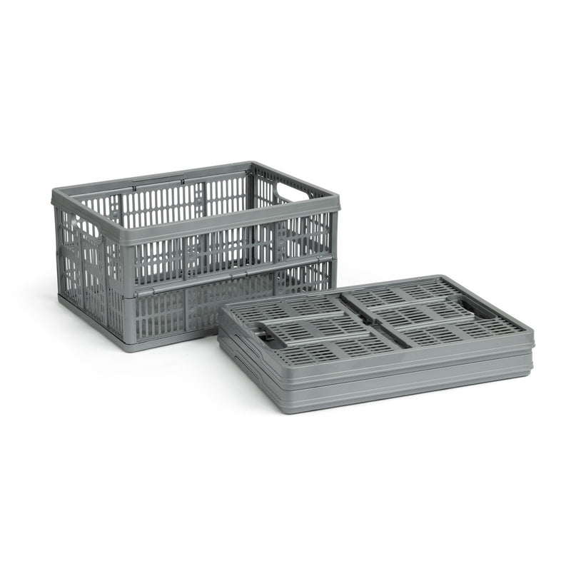 Argos Home grey folding plastic storage crates 3x32L (British brand)