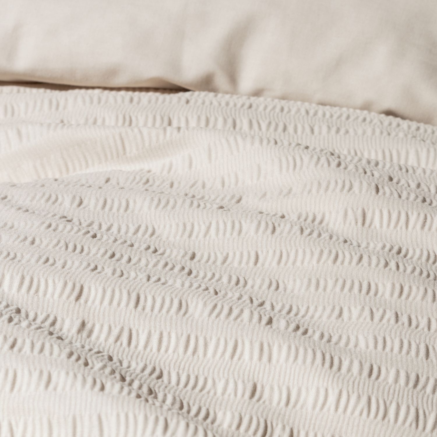 Habitat Seersucker Plain Taupe Bedding Set - Kingsize