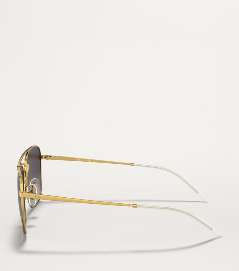 Ray-Ban Square sunglasses with gold-tone arms and brow bar (British brand)