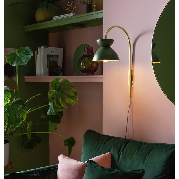 Habitat Dasni wall light green and brass, imported from the UK